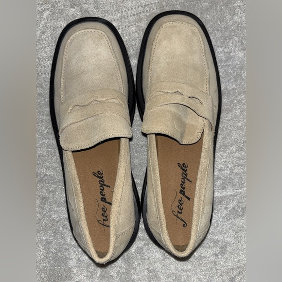 NWOT Free People Nico Cappuccino Suede Platform Chunky Loafers - Picture 4 of 5